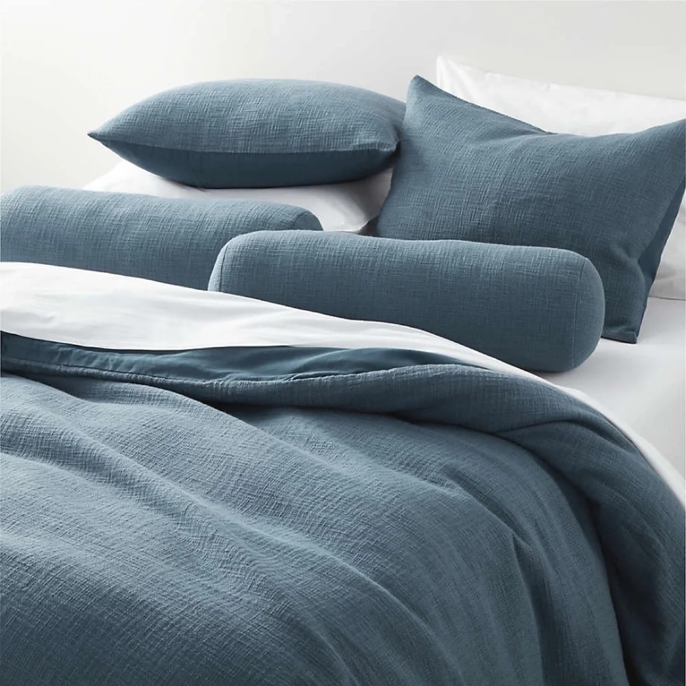 Crate & Barrel Lindstrom Cotton Blue Standard Pillow Sham